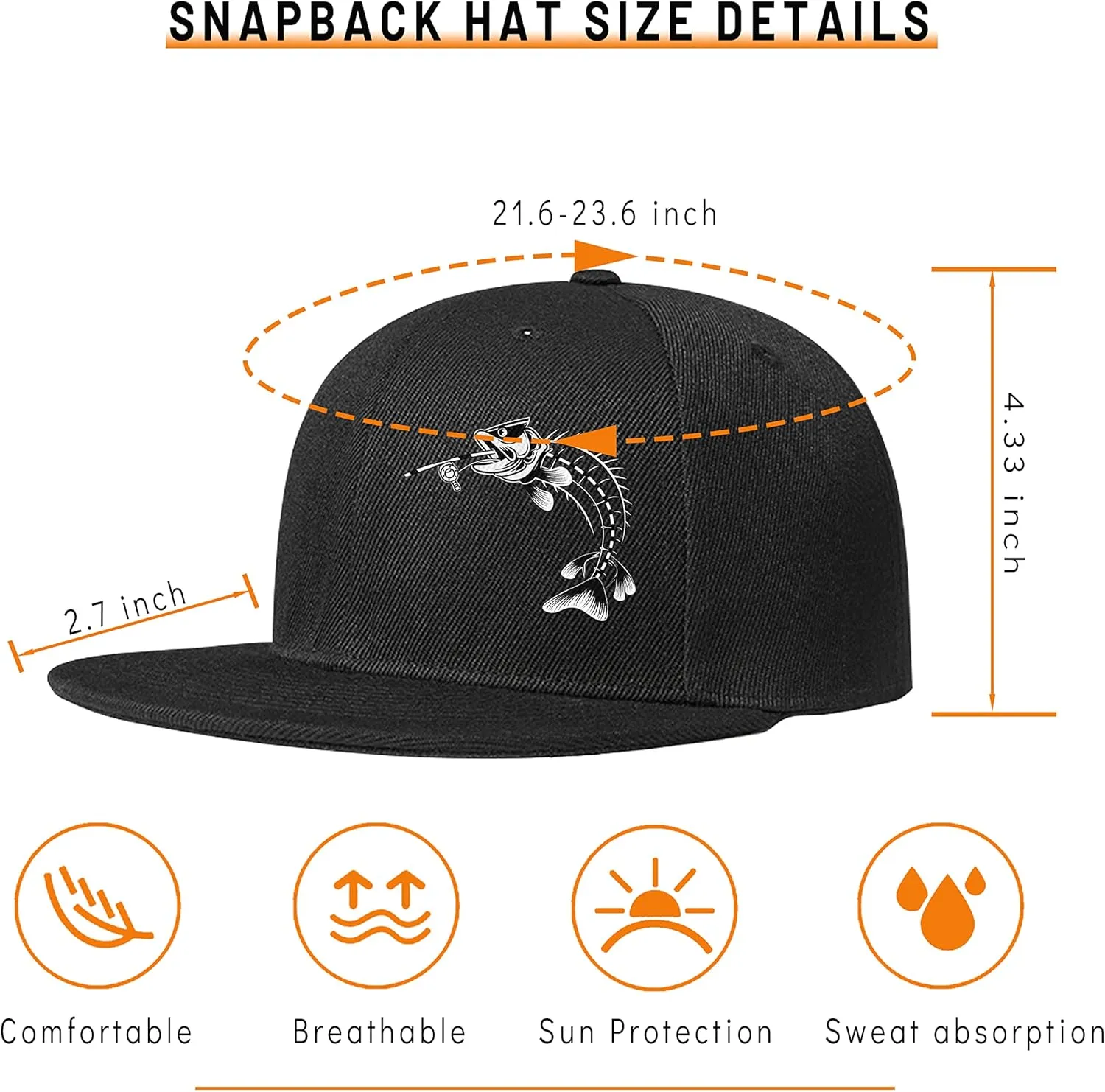 Skull Finger Flat Bill Hats for Men Black Mens Snapback Hat Baseball Cap Fitted Hat Rock N Roll Skeleton Hand Snap Backpack