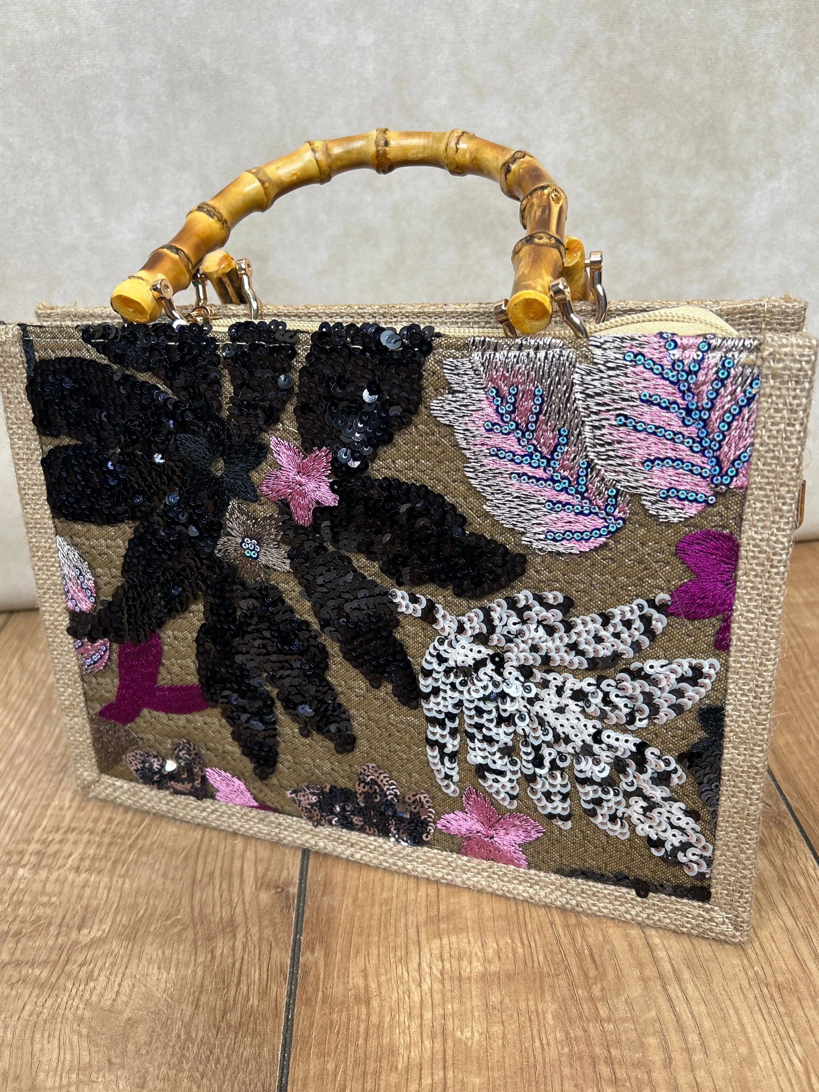 Small Bamboo Hessian Bag