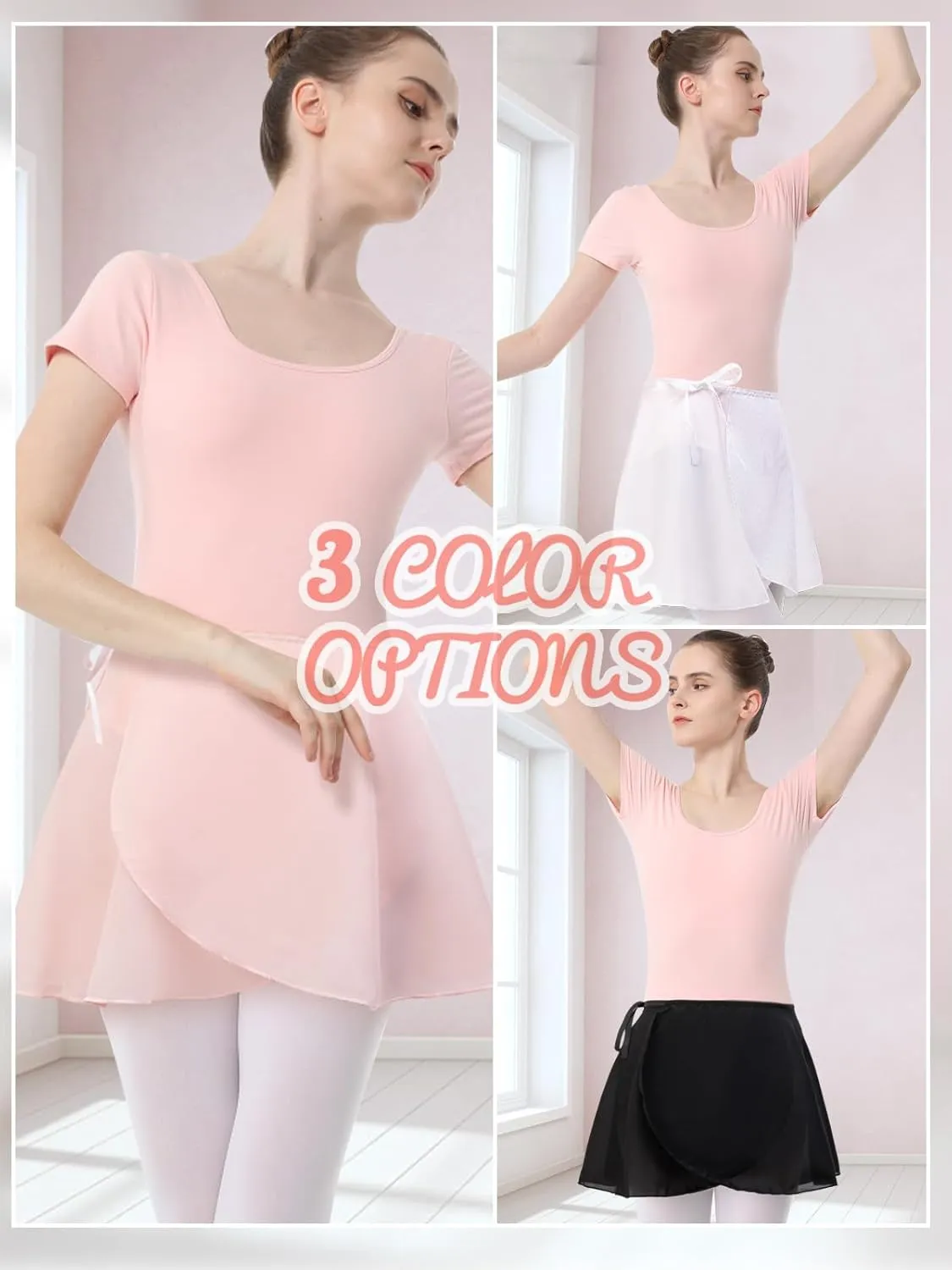 Soudittur Ballet Wrap Skirts Chiffon Dance Skirt for Toddler/Girls/Women