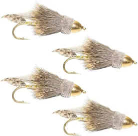 The Fly Fishing Place Cone Head Muddler Minnow Fly Fishing Flies - Bass and Trout Streamers - Set of 4 Flies Size 6