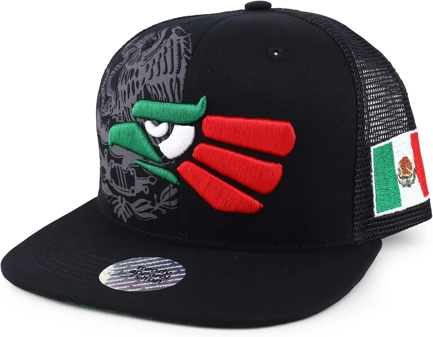 Trendy Apparel Shop Hecho En Mexico Eagle 3D Embroidered Flatbill Snapback Mesh Cap