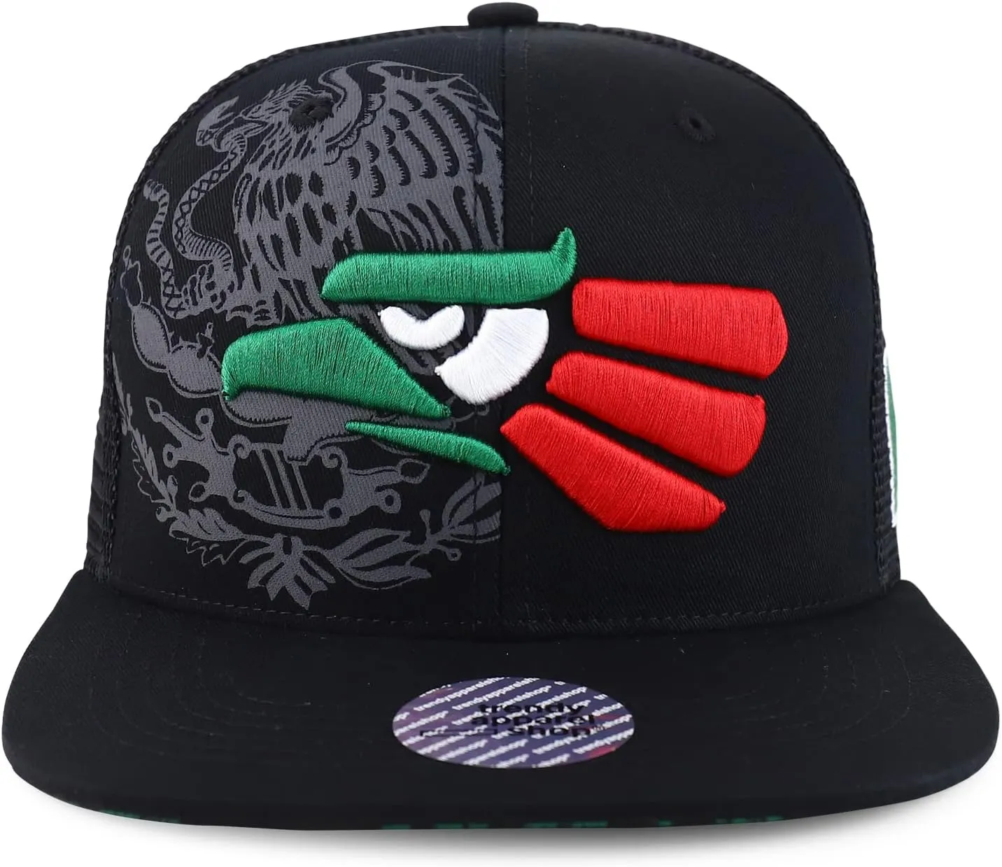 Trendy Apparel Shop Hecho En Mexico Eagle 3D Embroidered Flatbill Snapback Mesh Cap