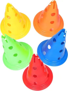 Versatile Sports Training Tools: 5 Pack Plastic Agility Cones Soccer Training Cones for Boys and Girls Safe Design for Indoor/Outdoor Use