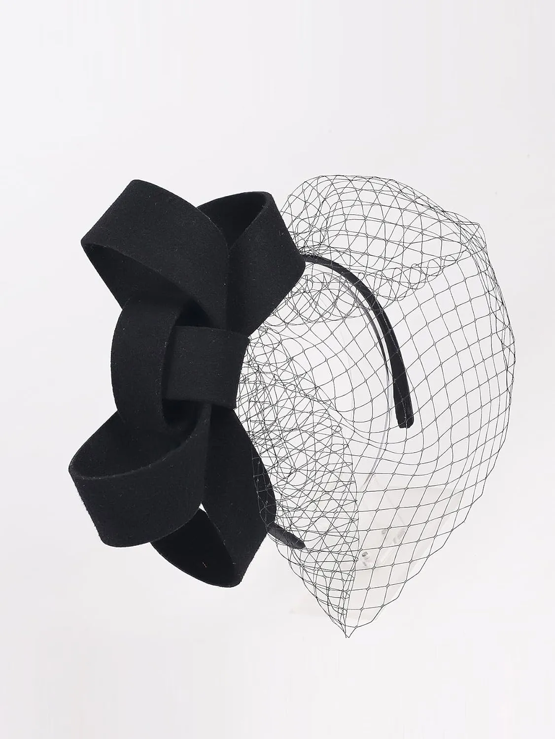 Wool Felt Fascinators Wedding Hats for Women with Veil Bowknot Tea Party Lady Elegant Church Dress Derby Cap