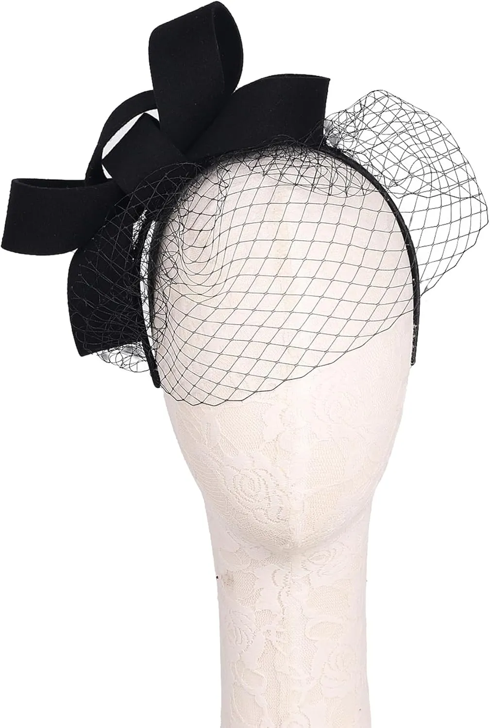 Wool Felt Fascinators Wedding Hats for Women with Veil Bowknot Tea Party Lady Elegant Church Dress Derby Cap