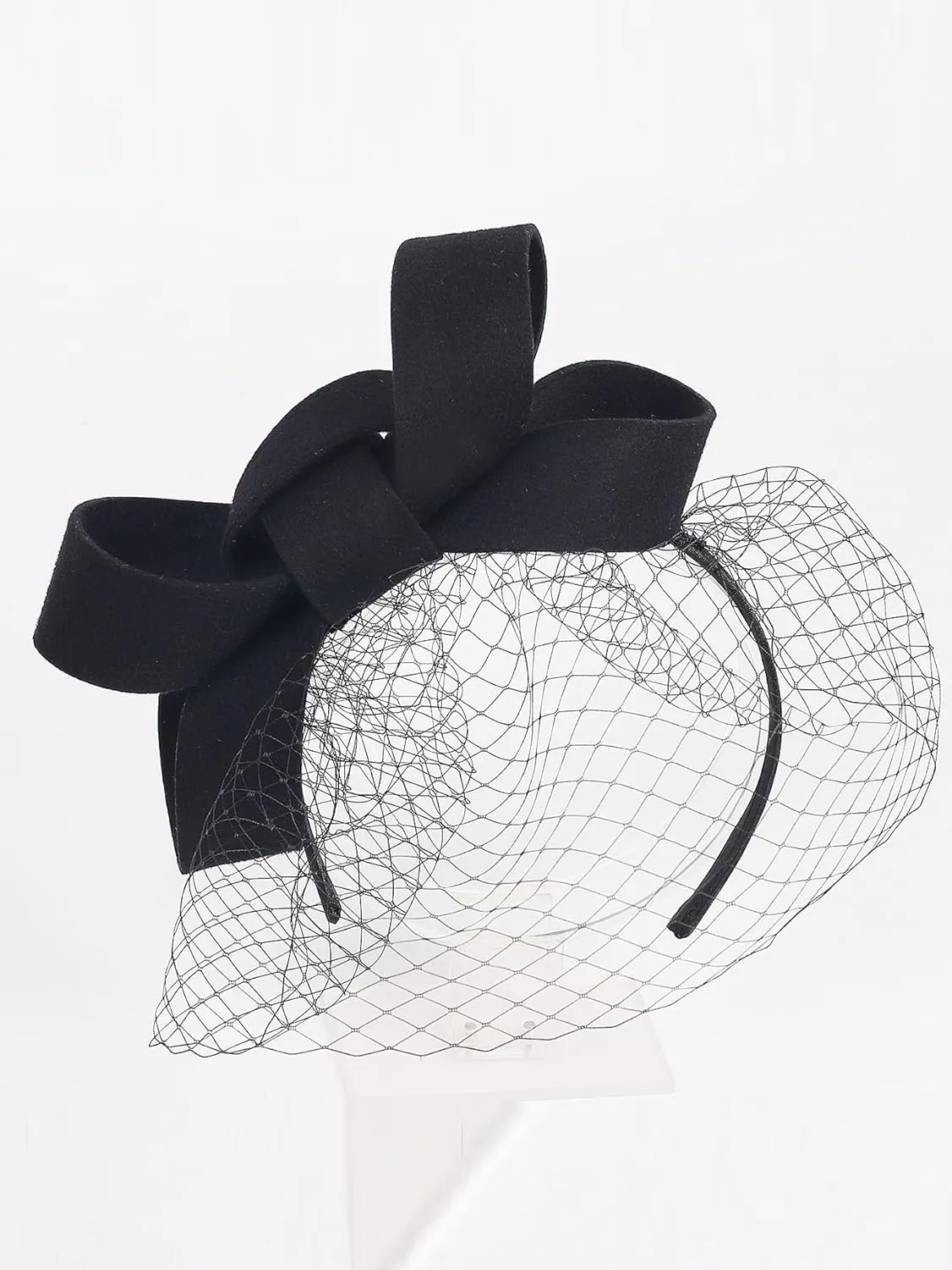 Wool Felt Fascinators Wedding Hats for Women with Veil Bowknot Tea Party Lady Elegant Church Dress Derby Cap