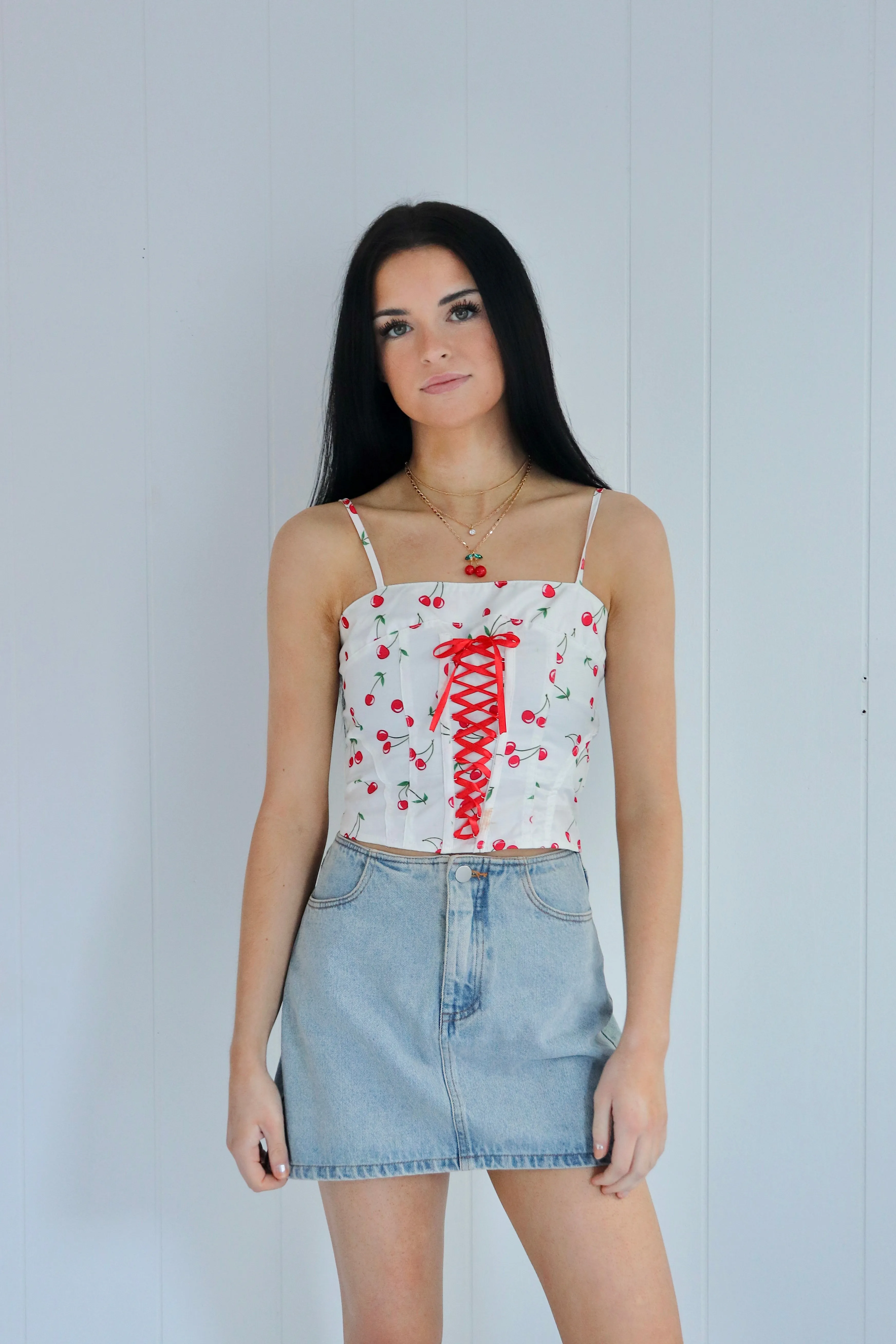 Yara Cherry Printed Corset
