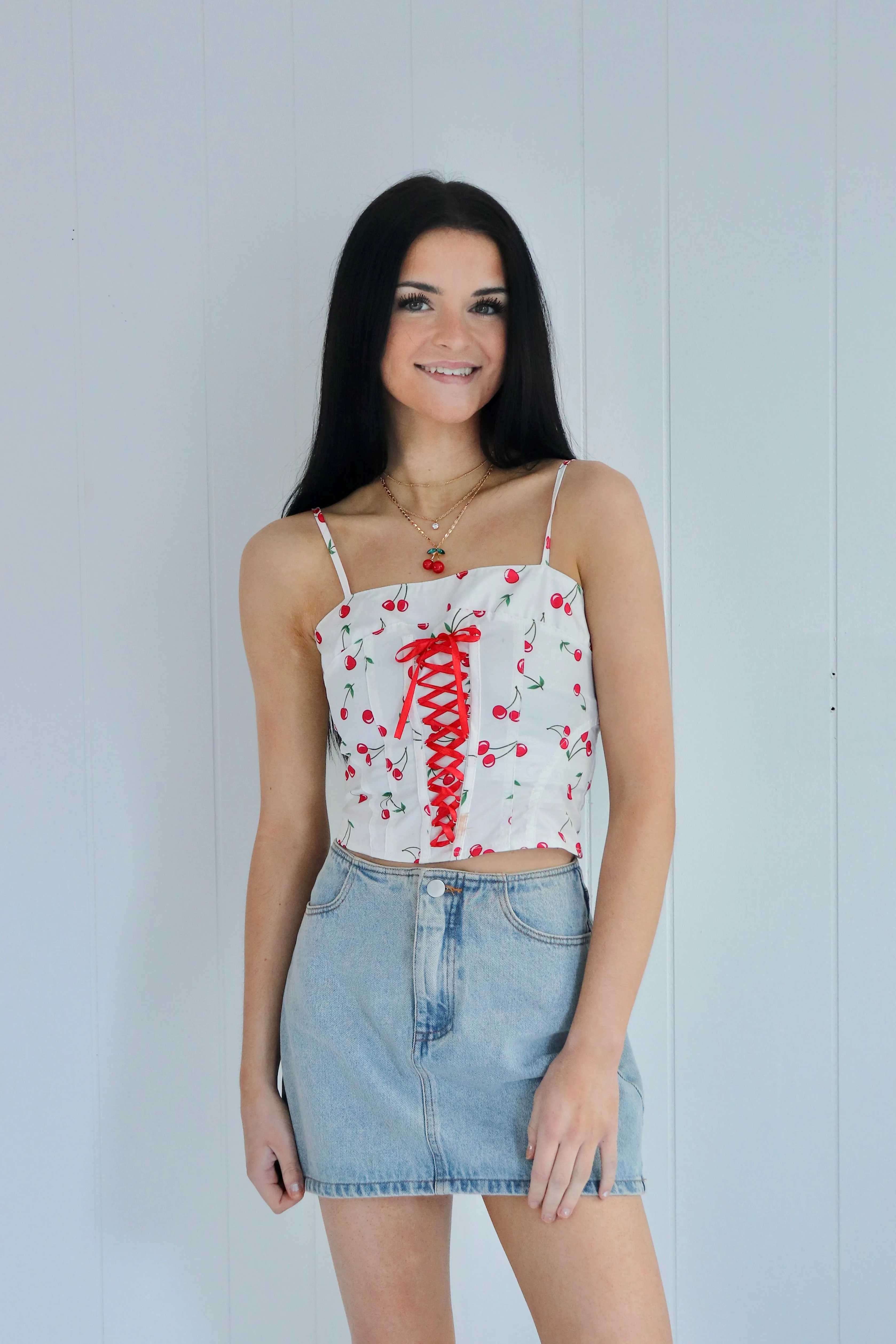 Yara Cherry Printed Corset